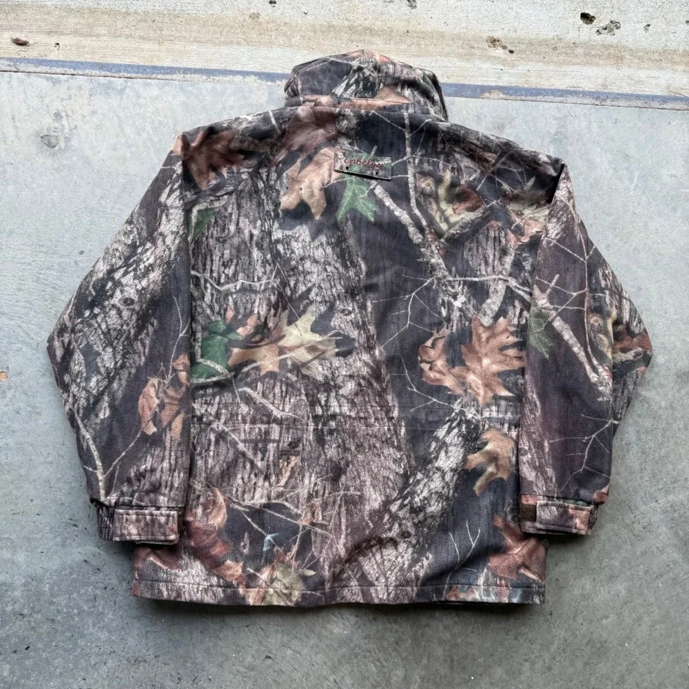 Cabelas Dry-Plus Camo Hunting Jacket Mens Large Fleece Lined Full Zip Brown